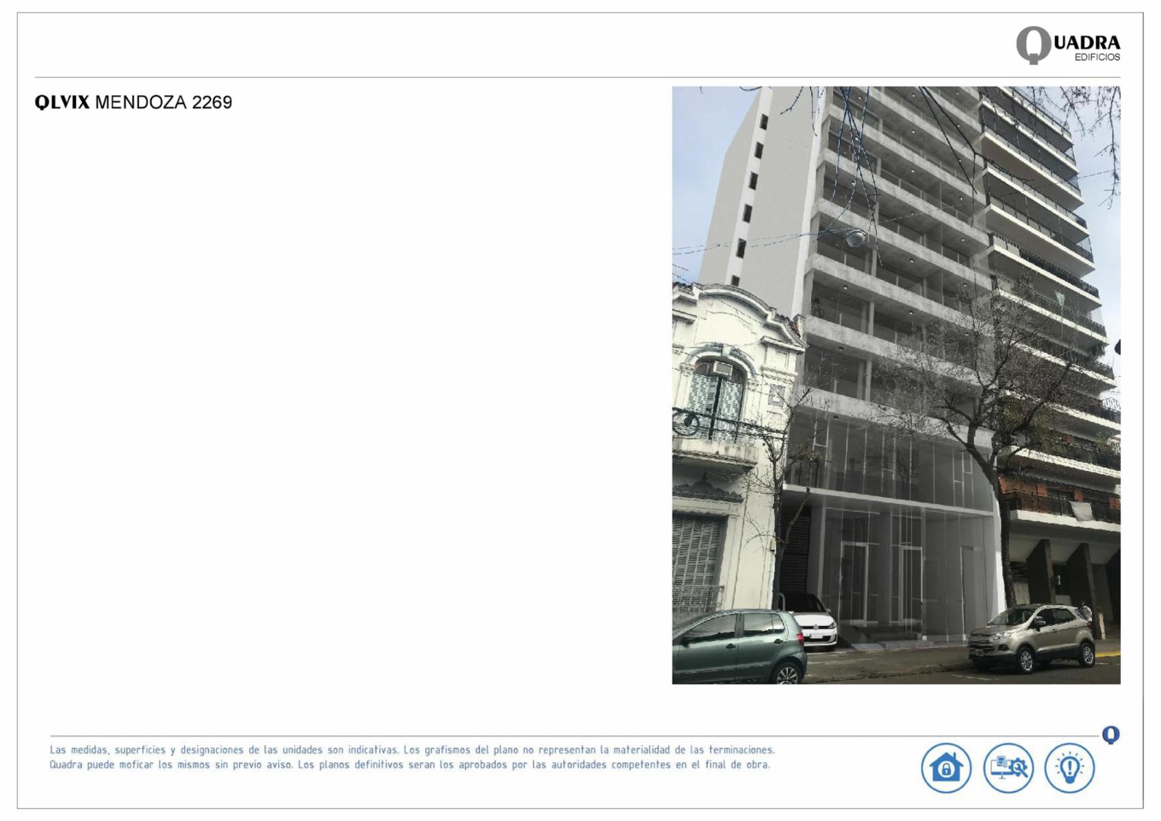 Rosario: Mendoza 2267 - Edificio Quadra LIX - Monoambientes de 39,90 m2 frente o contrafrente, Santa
