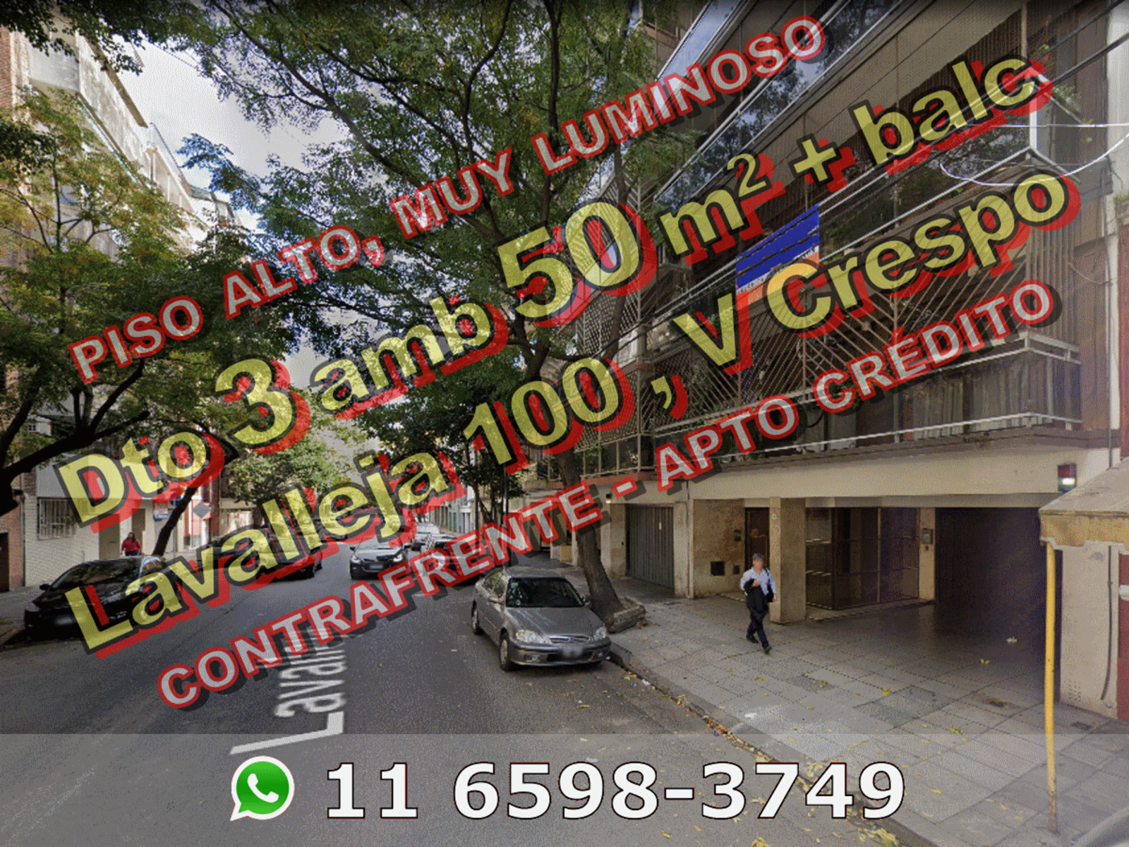 Departamento en Venta en Villa Crespo 3 ambientes 50 m2 contrafrente + balc�n - Lavalleja 100