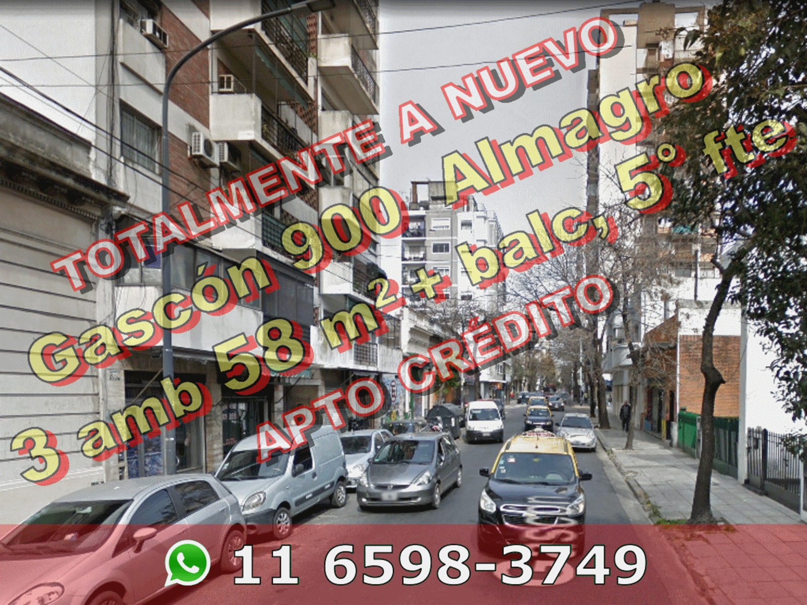 A NUEVO - Departamento en Venta en Almagro 3 ambientes 58 m2 + balcón, 5° piso al frente – Gascón 90