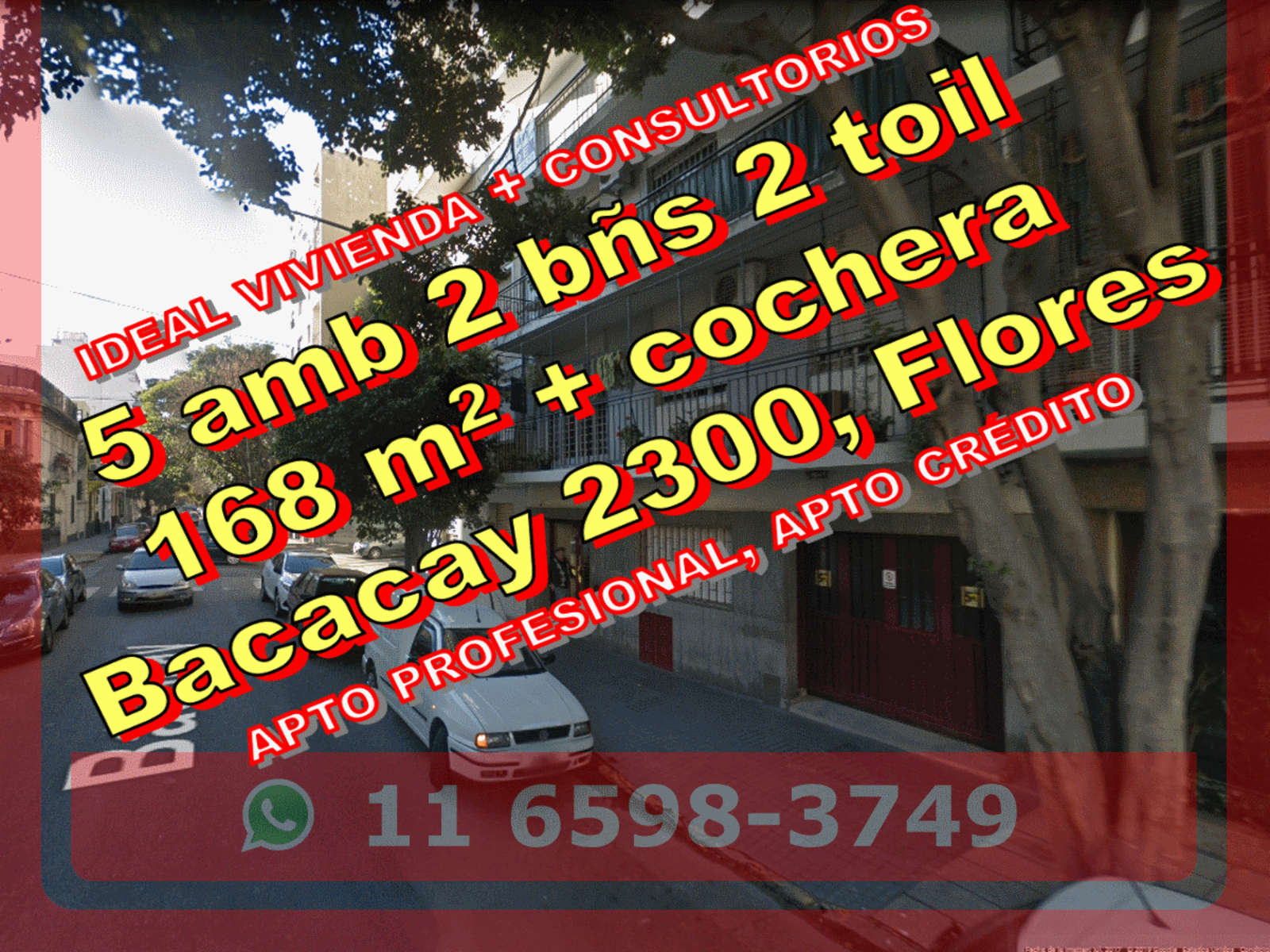 Departamento en Venta en Flores 5 ambientes 2 baños 2 toilettes 168 m2 + cochera  Bacacay 230