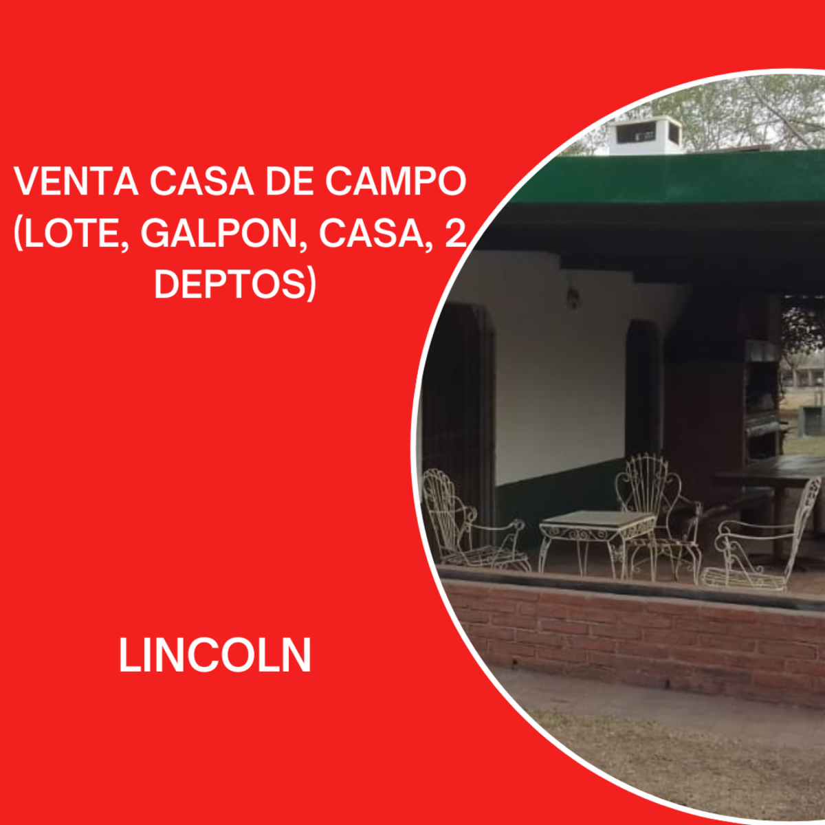 VENTA CASA DE CAMPO EN LINCOLN
