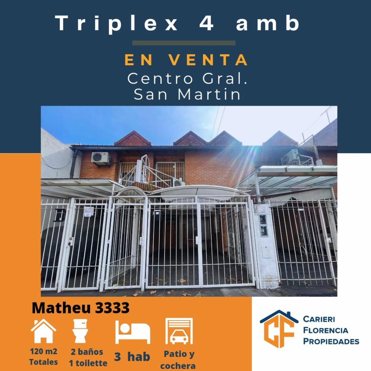 TRIPLEX 4 AMB EN CENTRO DE SAN MARTIN
