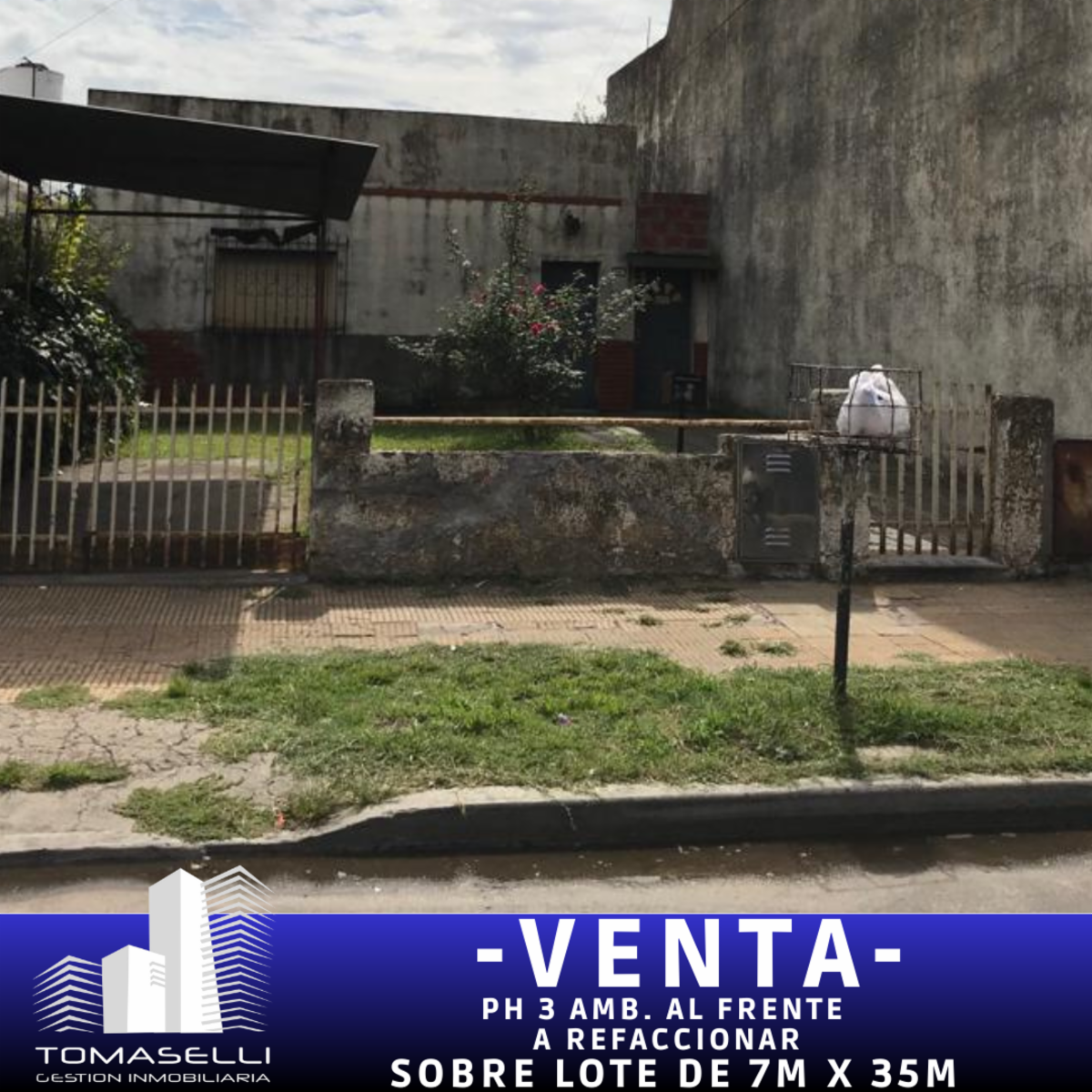 VENTA - VILLA MADERO - CAS 3 AMBIENTES AL FRENTE A REFACCIONAR - SOBRE LOTE DE 7.06m x 34.93m