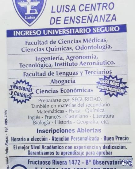 Ingreso Facultad de Lenguas-Letras-Magisterio en Argentina Vende