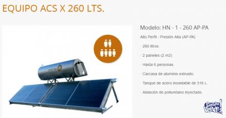 Termotanque Solar ENERGE 260Lts Alto Perfil - Presión Alta