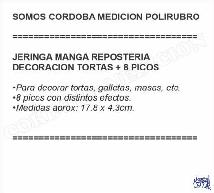 JERINGA MANGA REPOSTERIA DECORACION TORTAS + 8 PICOS