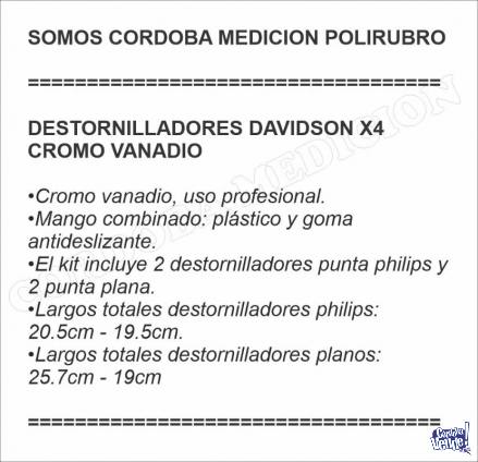 DESTORNILLADORES DAVIDSON X4 CROMO VANADIO