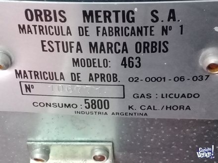 Calefactor Tiro Balanceado Orbis 5800 k.cal/ hora
