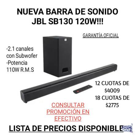 NUEVA Barra de Sonido JBL Home Cinema JBL SB130 110W!!! en Argentina Vende