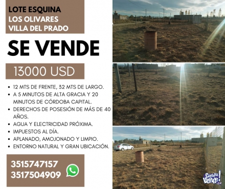 Terreno esquina. En venta!!