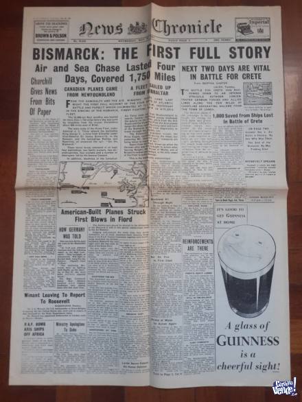 Facsimil News Chronicle - Hundimiento Del Bismark 1941