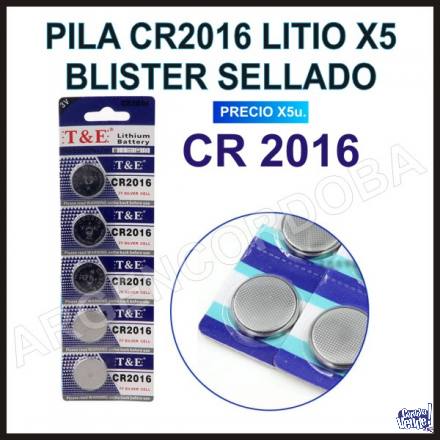 PILA CR2016 LITIO T&E X5 UNIDADES BLISTER SELLADO en Argentina Vende
