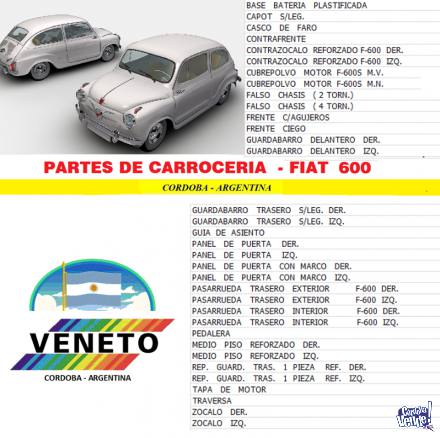 AUTOPARTES - CARROCERIA FIAT 600 en Argentina Vende