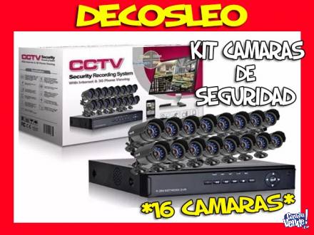 Kit Seguridad Dvr 16 Ch + 16 Camaras Exterior Hdmi + Cables
