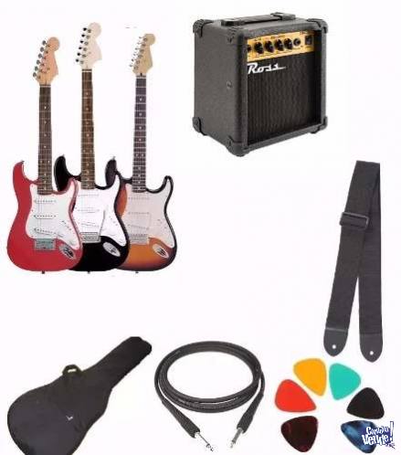 Combo Guitarra Electrica Amplificador Correa Pua Cable Funda