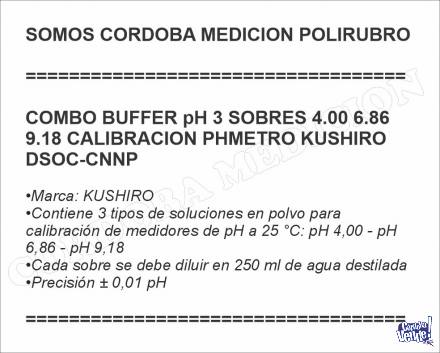 COMBO BUFFER pH 3 SOBRES 4.00 6.86 9.18 CALIBRACION PHMETRO 
