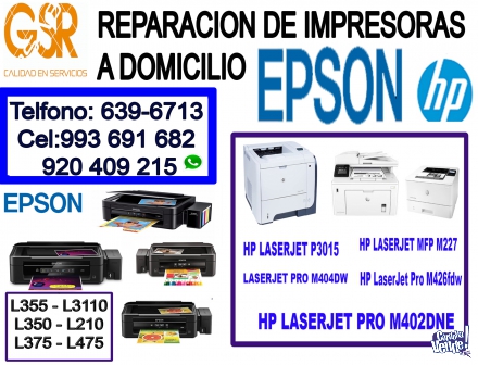 TECNICOS EN REPARACION DE IMPRESORAS (993-691-682) EPSON Y HP A DOMICILIO 