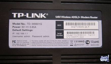 MODEM ROUTER TP-LINK INALAMBRICO ADSL2+ TD-W8901G