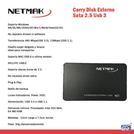 Carry Disc 2.5 Sata Usb 2.0 Netmak Nm-carry2 Caja Externa