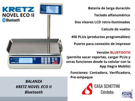 Balanza Kretz Novel Eco 2 31kg batería Bluetooth Córdoba