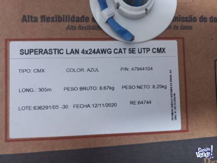 Cable de Red Lan utp cat 5e 4X24awg cmx Azul Prysmian Cobre en Argentina Vende