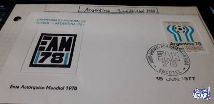 2 sobres Argentina Mudial del 78- agosto 77/ EAM 78, con est