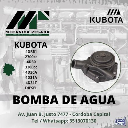 BOMBA DE AGUA KUBOTA 4DR51 2700cc 4D30 3300cc 4D30A 4D31A 4D
