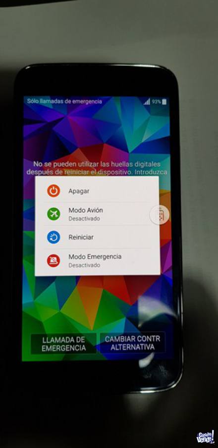 Celular Samsung S 5, libre, con el protector de pantalla.