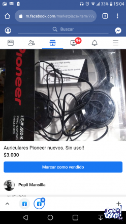 Auriculares Pioneer, nuevos, sin uso.
