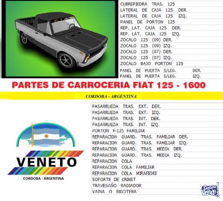 AUTOPARTES - CARROCERIA FIAT 125 - 1600