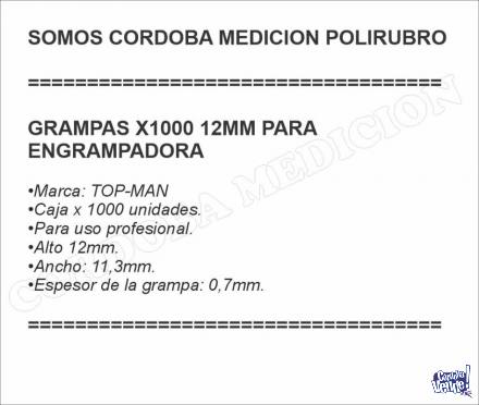 GRAMPAS X1000 12MM PARA ENGRAMPADORA