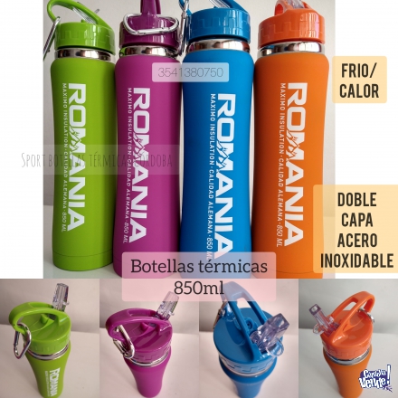 Botella termo deportiva ROMANIA XL 750+100 ML CON KIT LIMP.