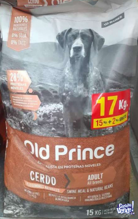 Old Prince cerdo y legumbres x 15 kgrs más 2 kilos GRATIS