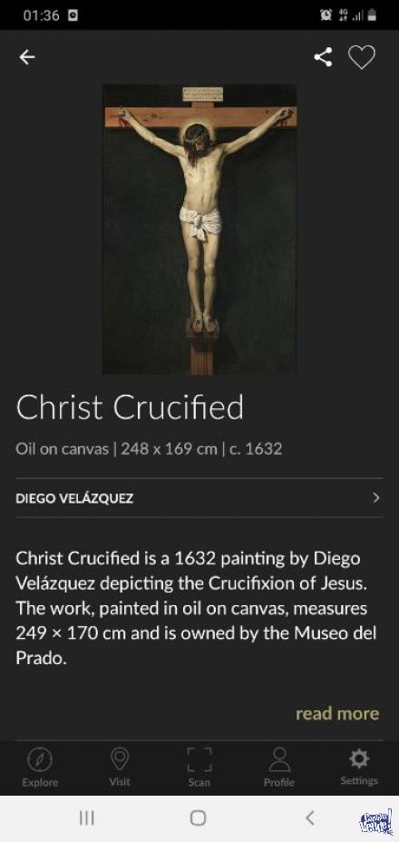 Antiguo Cuadro Cristo Crucificado De Velázquez