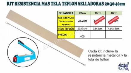 KIT RESISTENCIA MAS TELA TEFLON SELLADORAS 20-30-40cm
