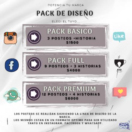 Pack de Diseño para redes Sociales en Argentina Vende