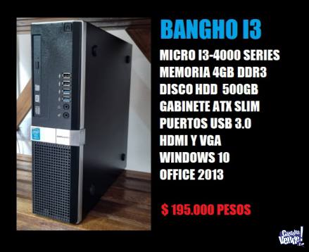 PC MARCA BANGHO INTEL CORE I3 DESDE 195MIL PESOS - OFERTA!