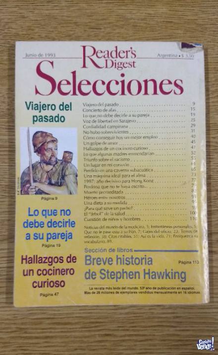 VENDO REVISTAS 'SELECCIONES AÑO 1993'($200C/U O LAS 2 X $35