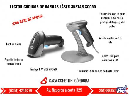 Lector Códigos De Barras Láser 3NSTAR SC050 USB + BASE APO