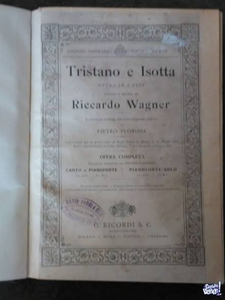 TRISTANO E ISOTTA         RICCARDO WAGNER   LIBRO ANTIGUO