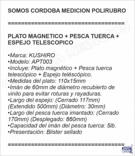 PLATO MAGNETICO + PESCA TUERCA + ESPEJO TELESCOPICO