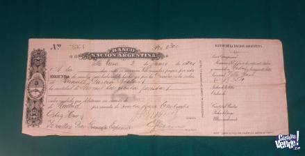 Letra de Cambio Banco Nación Argentina de 1920