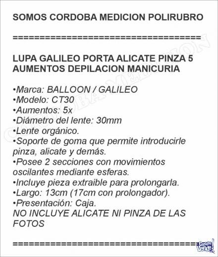 LUPA GALILEO PORTA ALICATE PINZA 5 AUMENTOS DEPILACION MANIC