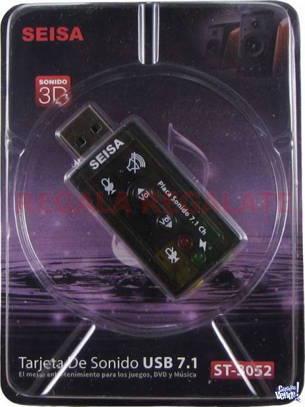Placa de Sonido USB 7.1 exterior - controles - leds