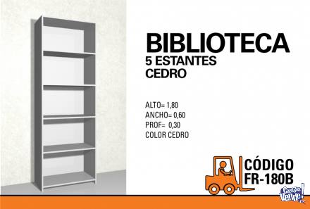 BIBLIOTECA 180x60x30cm 5 estantes, melamina Blanco