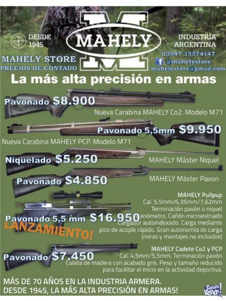 Rifle DUAL CO2/PCP Mahely modelo M71 5,5 mm Niquelado