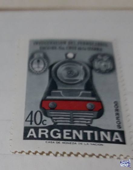 Centenario de F.F.C.C Argentina 1957, tarjeta con 2 estampil