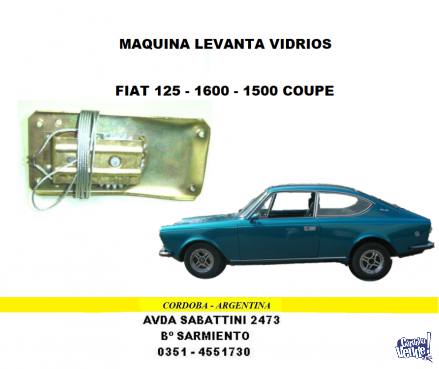 MAQUINA LEVANTA VIDRIO FIAT 1600 - 1500 - 125 COUPE