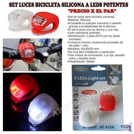 SET LUCES BICICLETA SILICONA A LEDS POTENTES