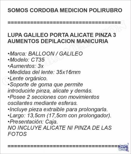 LUPA GALILEO PORTA ALICATE PINZA 3 AUMENTOS DEPILACION MANIC